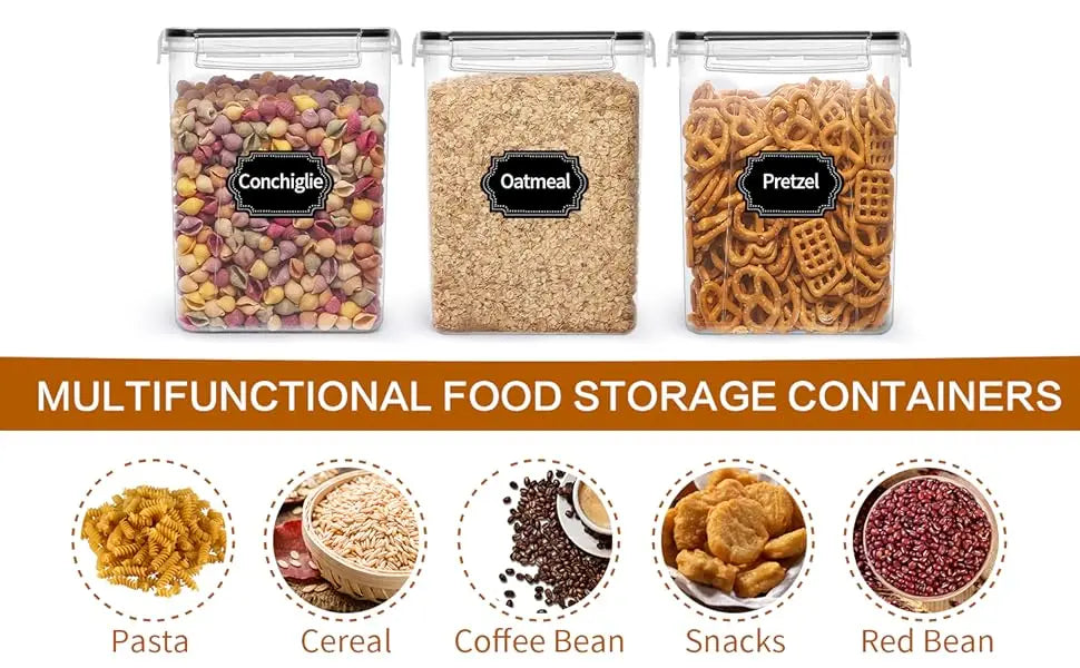 Large Airtight Food Storage Containers with Lids – Plastic Kitchen & Pantry Organization Containers for Cereal, Flour, and More