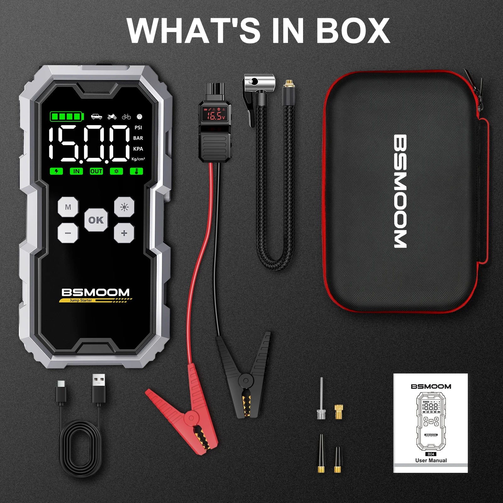 150PSI Car Jump Starter & Air Pump – 7000A Power Bank Emergency Booster
