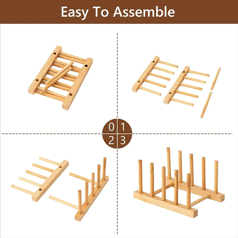 Bamboo Dish Drainer Rack & Plate Display Stand