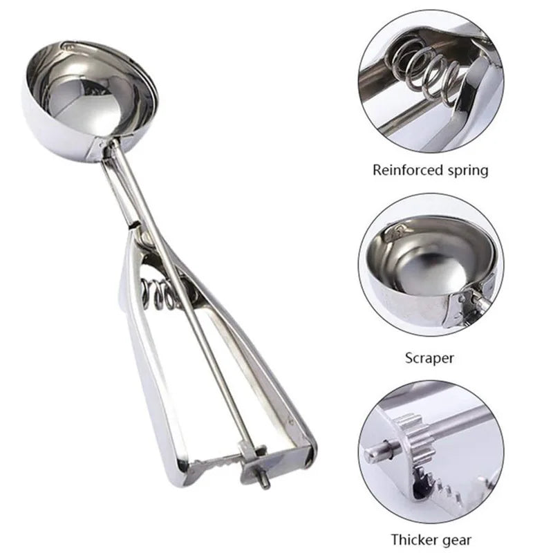 Multi-Style Stainless Steel Ice Cream Scoop Ball Digger – Handmade Ice Cube Mold, Easy Demoulding Kitchen Accessories