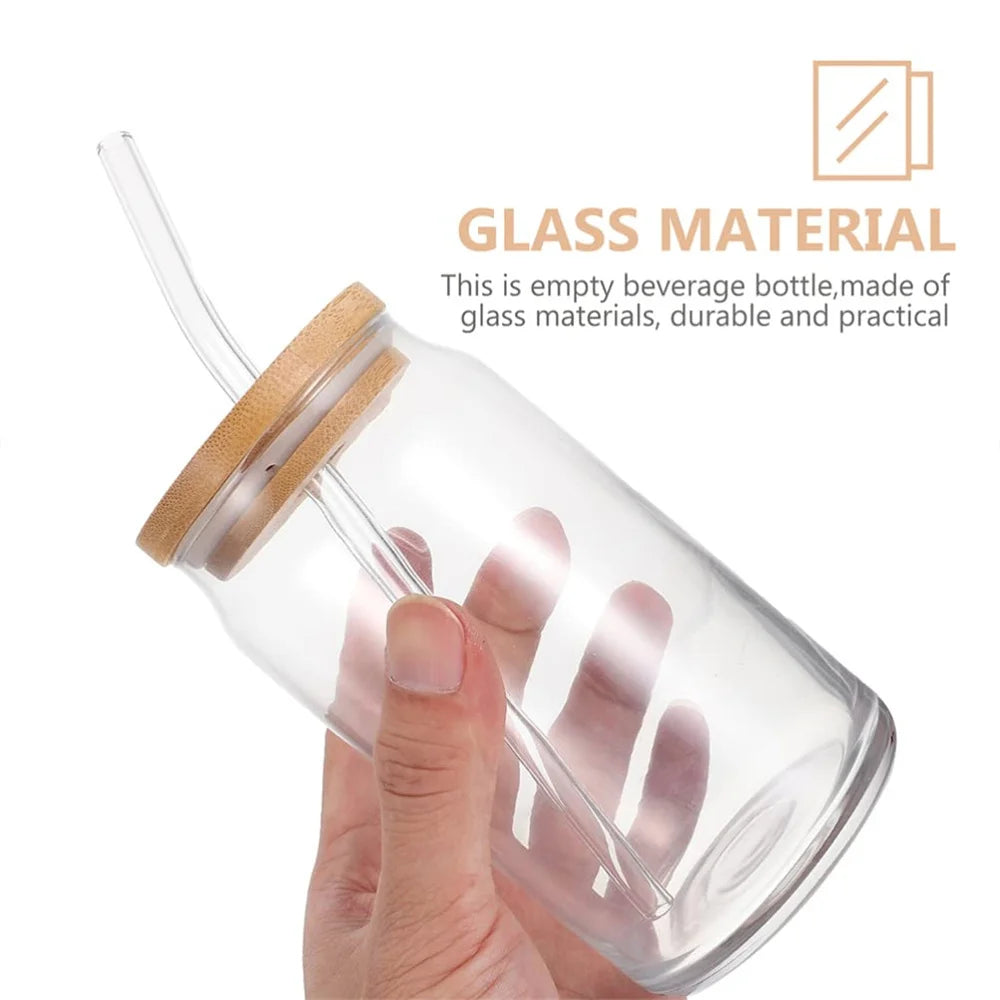 Mason Jar Coffee Mug with Straw and Lid – Iced Coffee Glasses, Beverage & Juice Cups