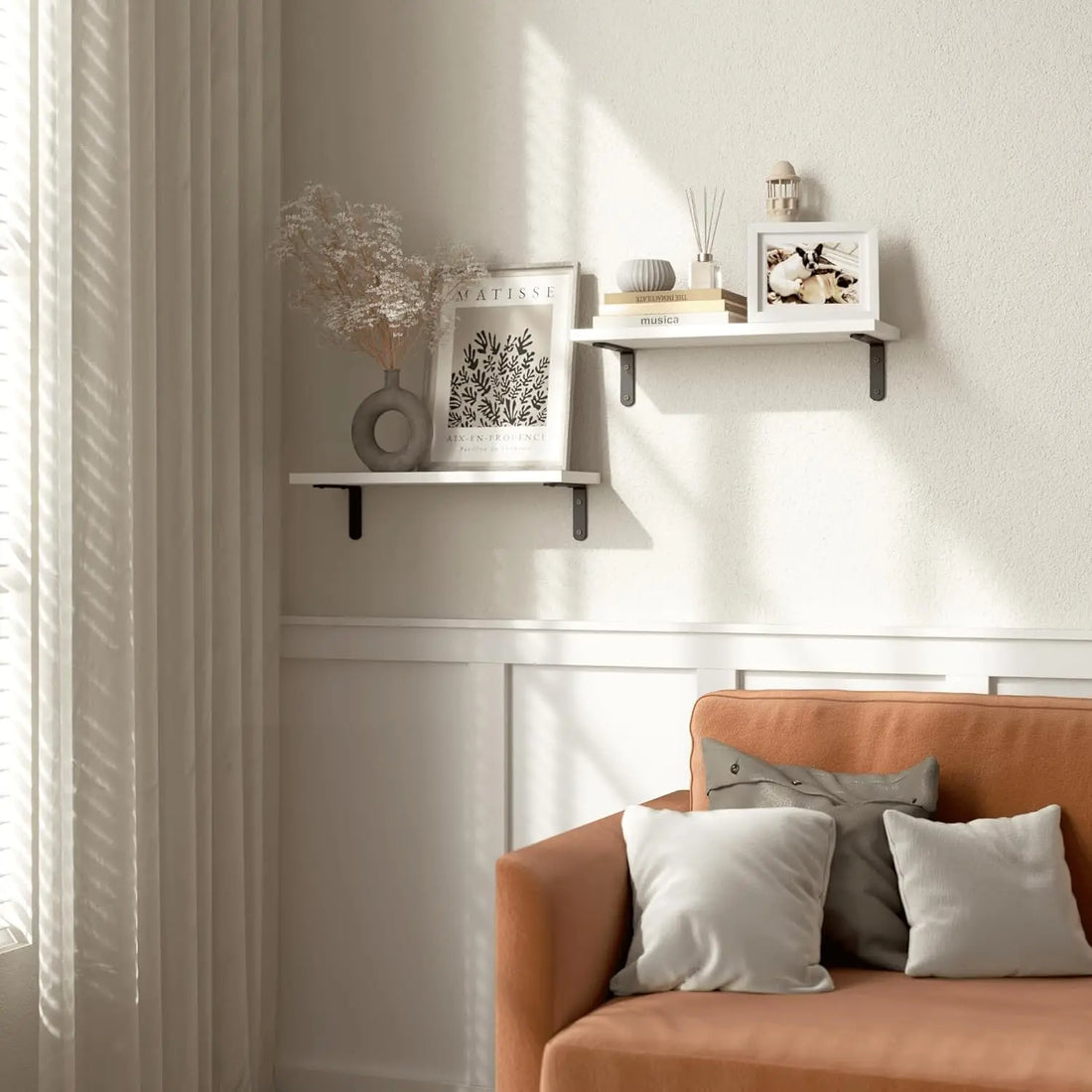 2-Piece Wooden Floating Wall Shelves – Decorative Storage for Bathroom, Bedroom & Living Room