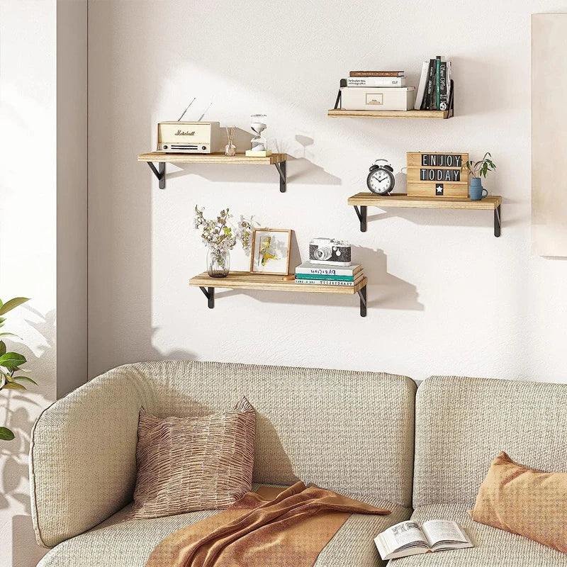 Floating Wooden Shelves - Wall Storage & Display Rack