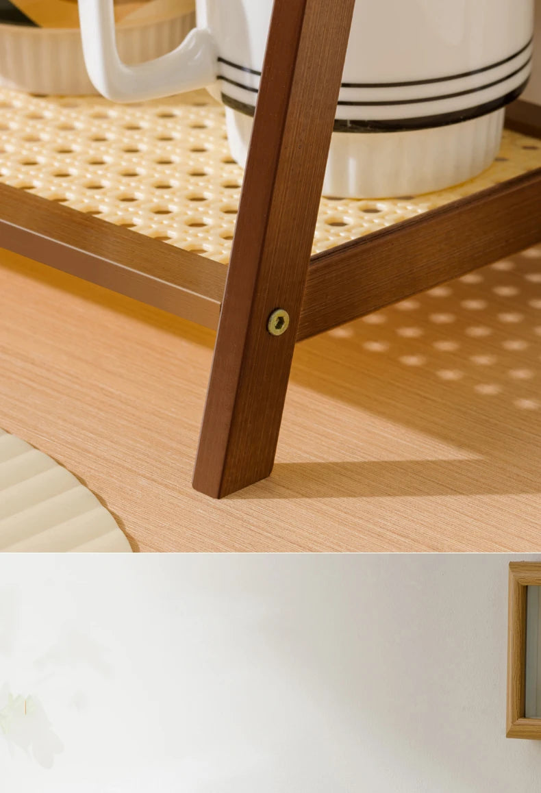 2-Tier Bamboo Kitchen Storage Rack & Organizer Shelf
