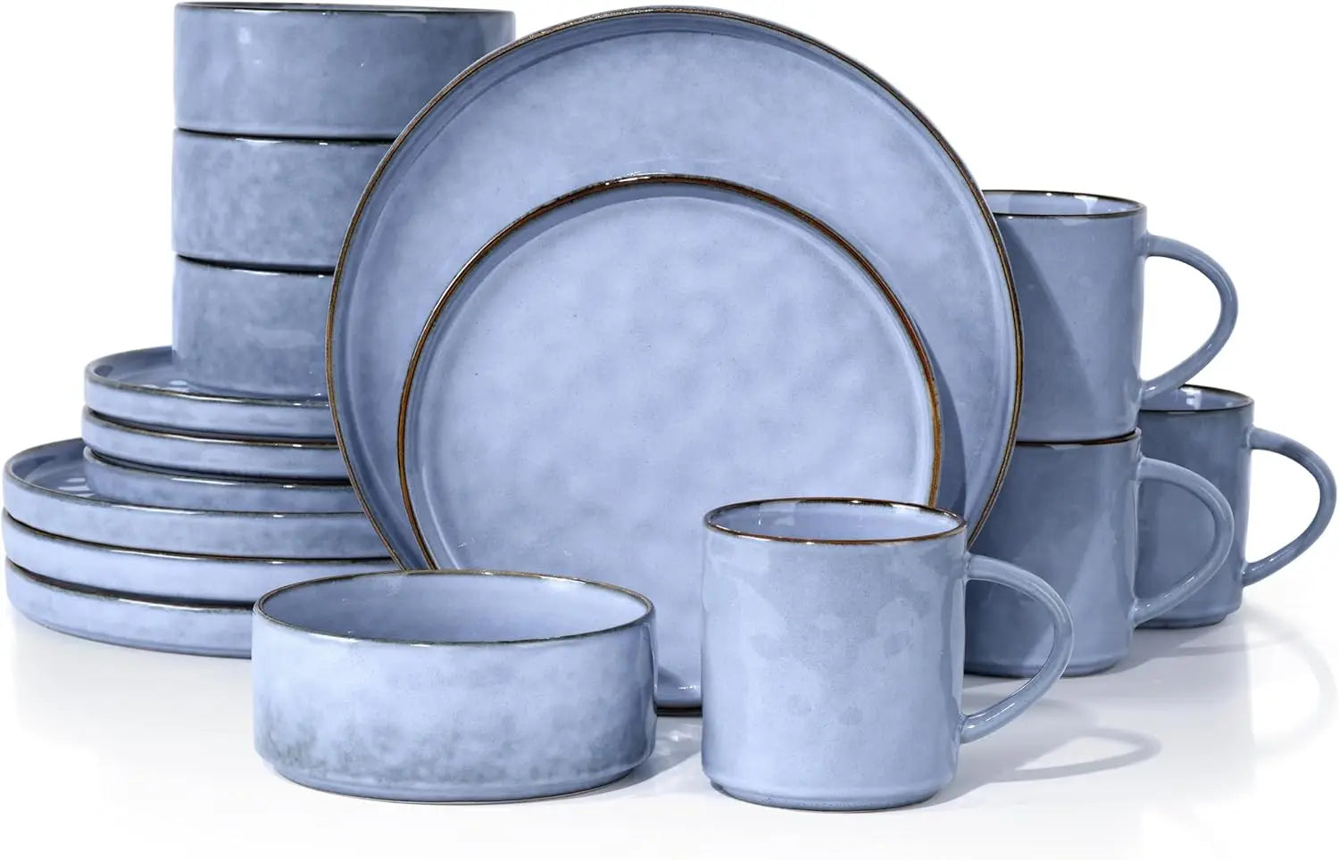 16-Piece Stoneware Dinnerware Set – Plates and Bowls Set for 4, Elegant Ceramic Dishware for Home & Restaurant
