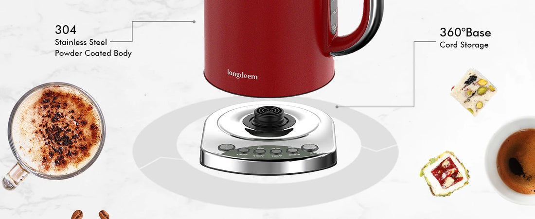 Electric Tea Kettle with Temperature Control – 5 Presets & Keep Warm Function, Red