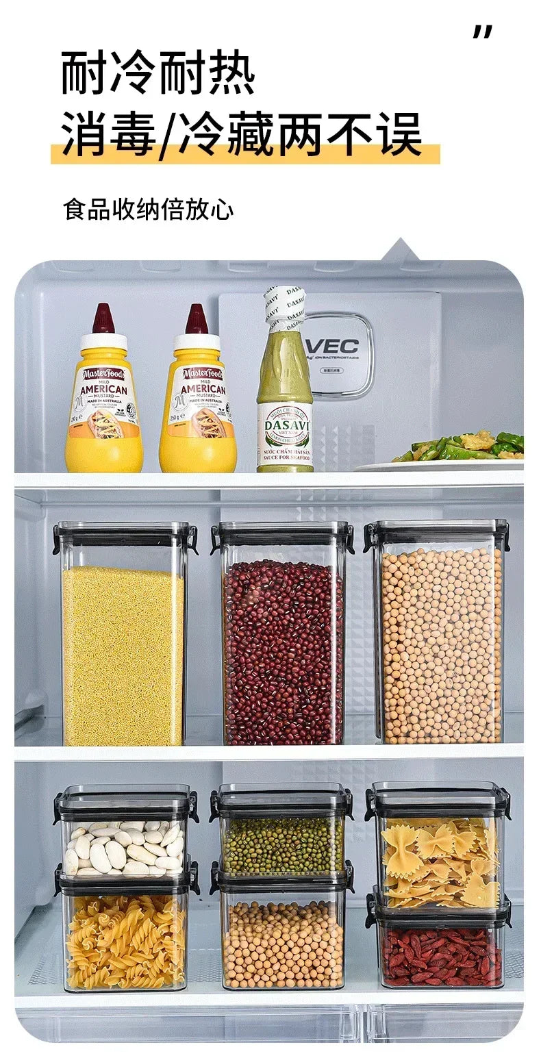 460-1800ML Set Kitchen Stackable Sealed Jars – Plastic Food Storage Box, Multigrain Tank Bottle, Dried Fruit & Tea Storage Containers