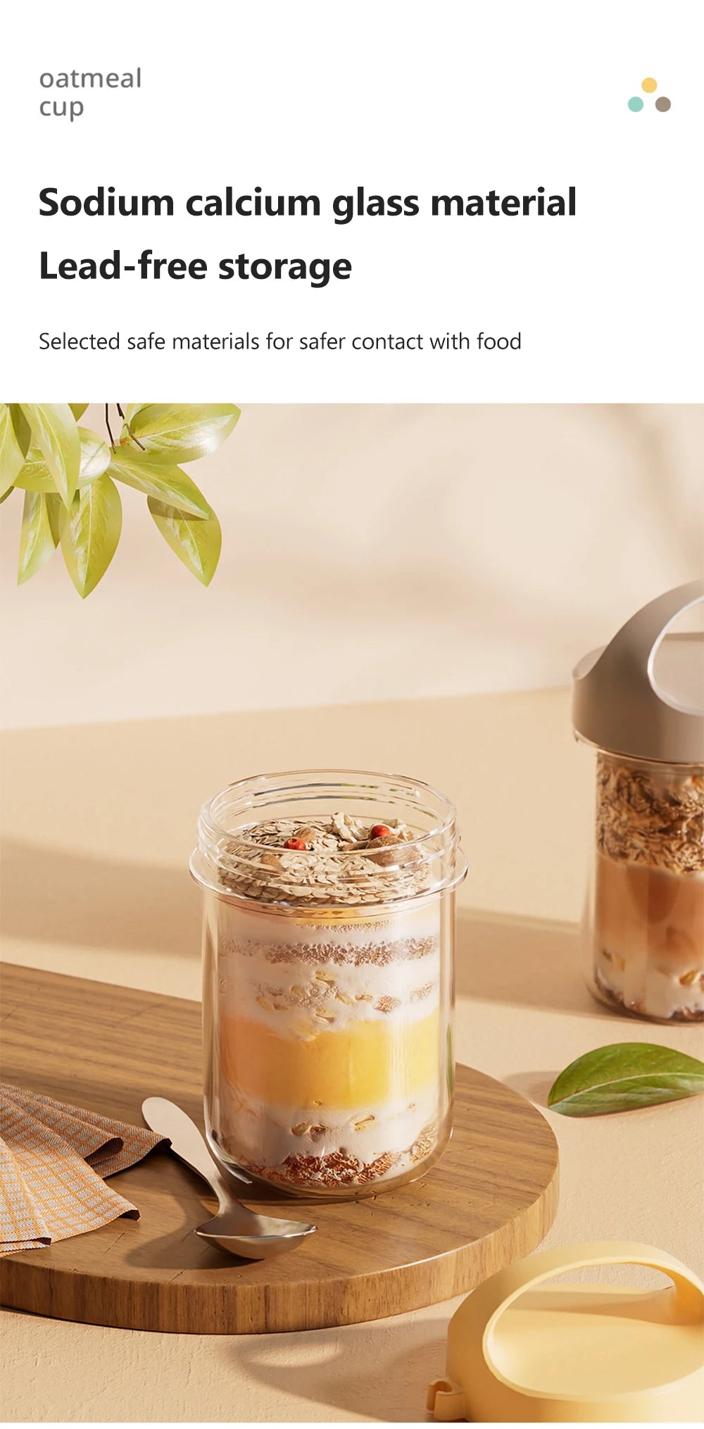 430ML New Breakfast Cup – Oatmeal, Cereal, Nut, Yogurt, and Salad Container with Lid & Spoon