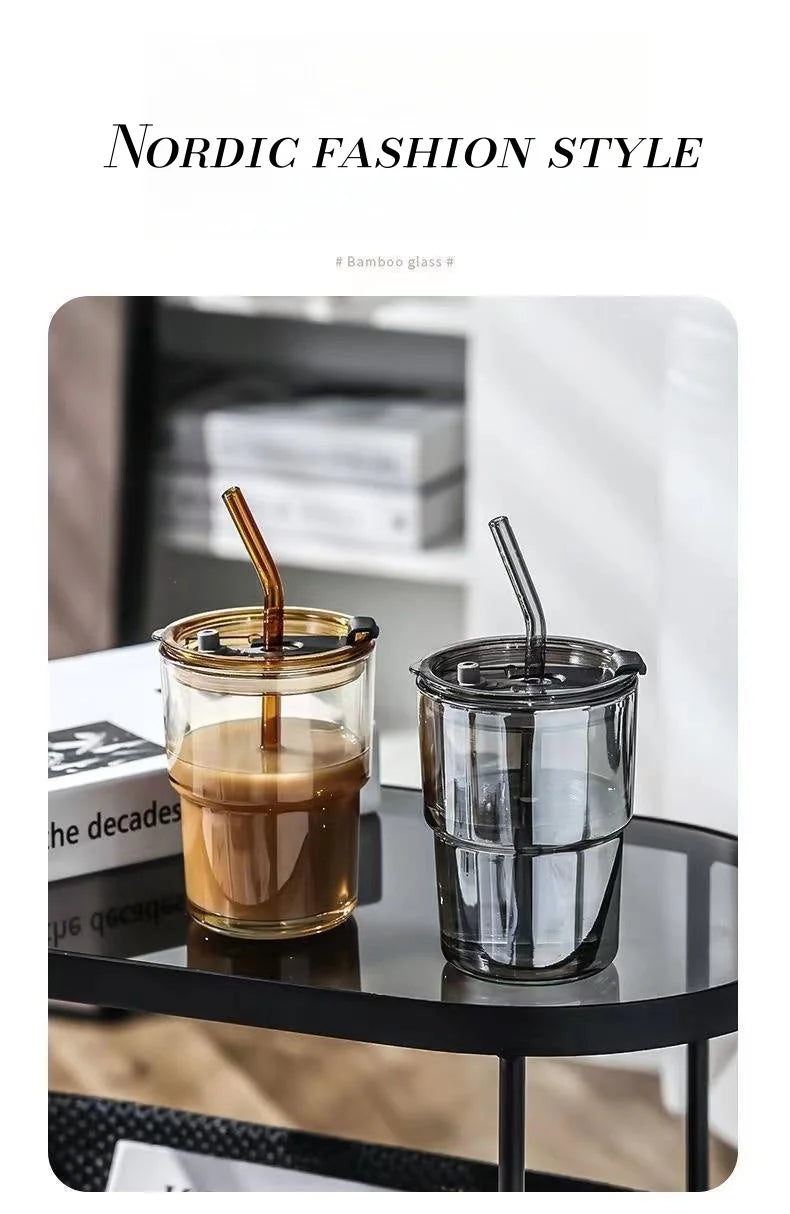 Custom Glass Cups with Lids & Straws