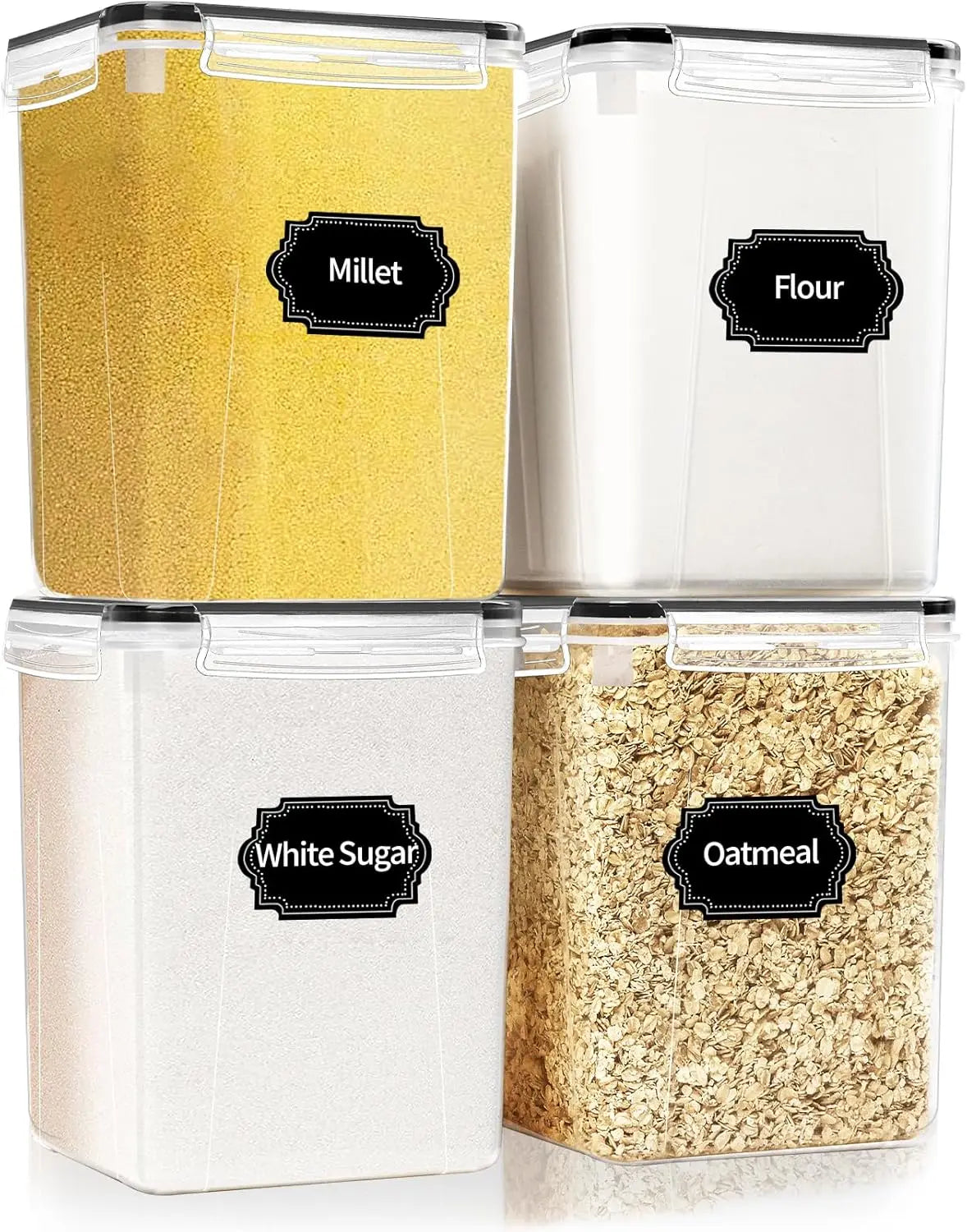 Large Airtight Food Storage Containers with Lids – Plastic Kitchen & Pantry Organization Containers for Cereal, Flour, and More