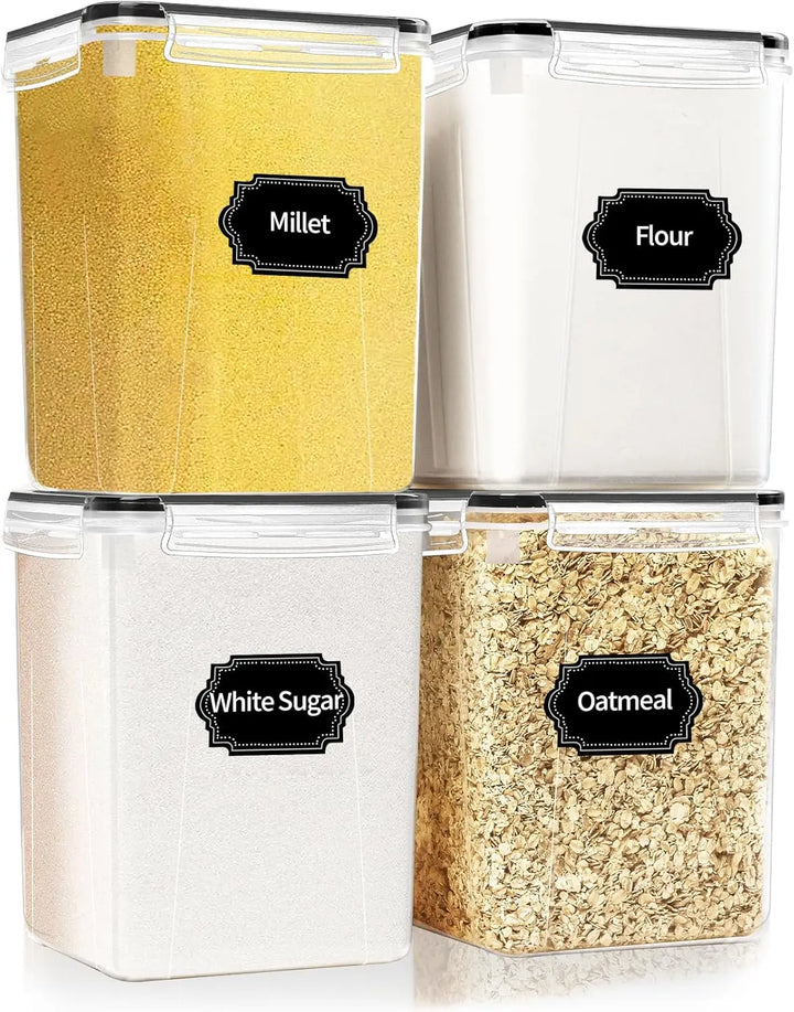 Large Airtight Food Storage Containers with Lids – Plastic Kitchen & Pantry Organization Containers for Cereal, Flour, and More