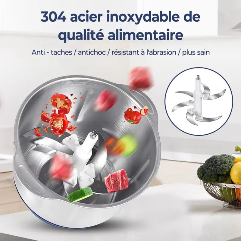 Electric Meat Grinder – 304 Stainless Steel Food Processor, Multifunctional Slicer, Mincer & Baby Food Processor