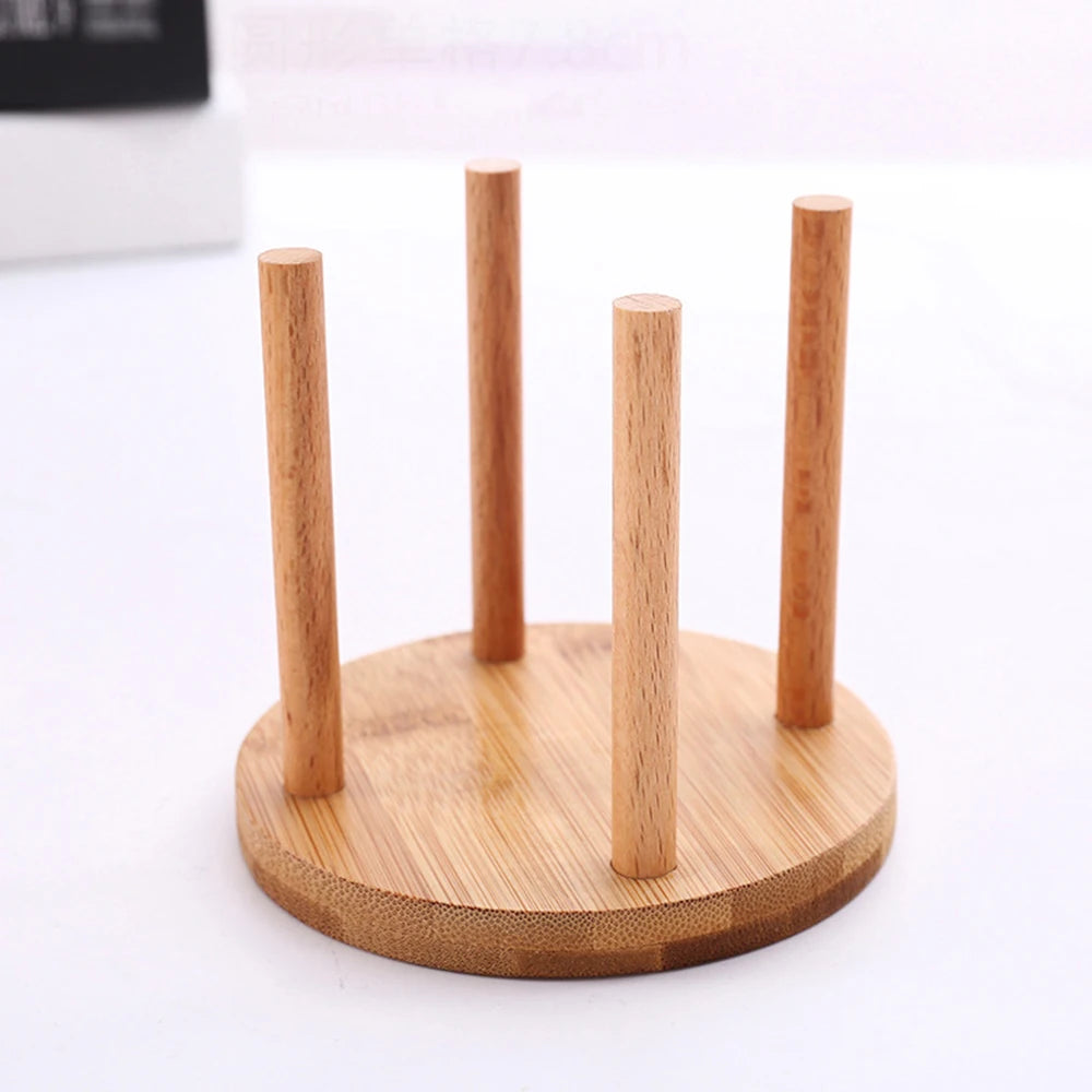 1PC Bamboo Wooden Cup Storage Rack – Creative Round Desktop Holder for Disposable Paper Cups