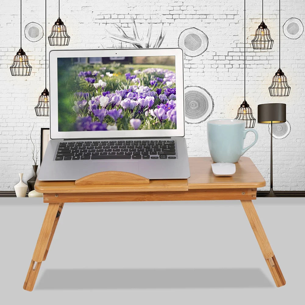 Adjustable Bamboo Bed Desk – Portable Lap Desk for Reading, Writing, and Laptop Use