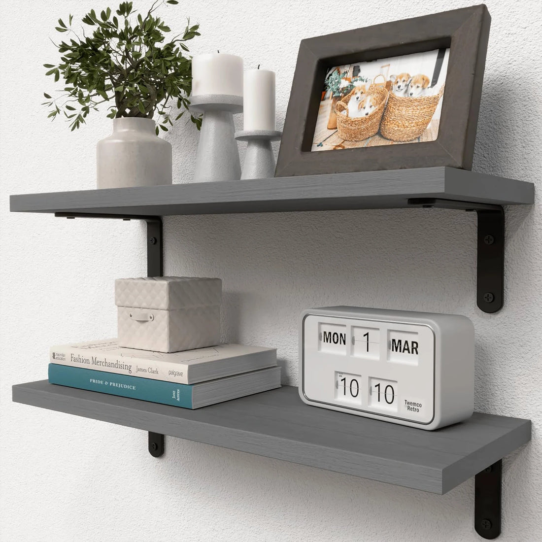 2-Piece Wooden Floating Wall Shelves – Decorative Storage for Bathroom, Bedroom & Living Room