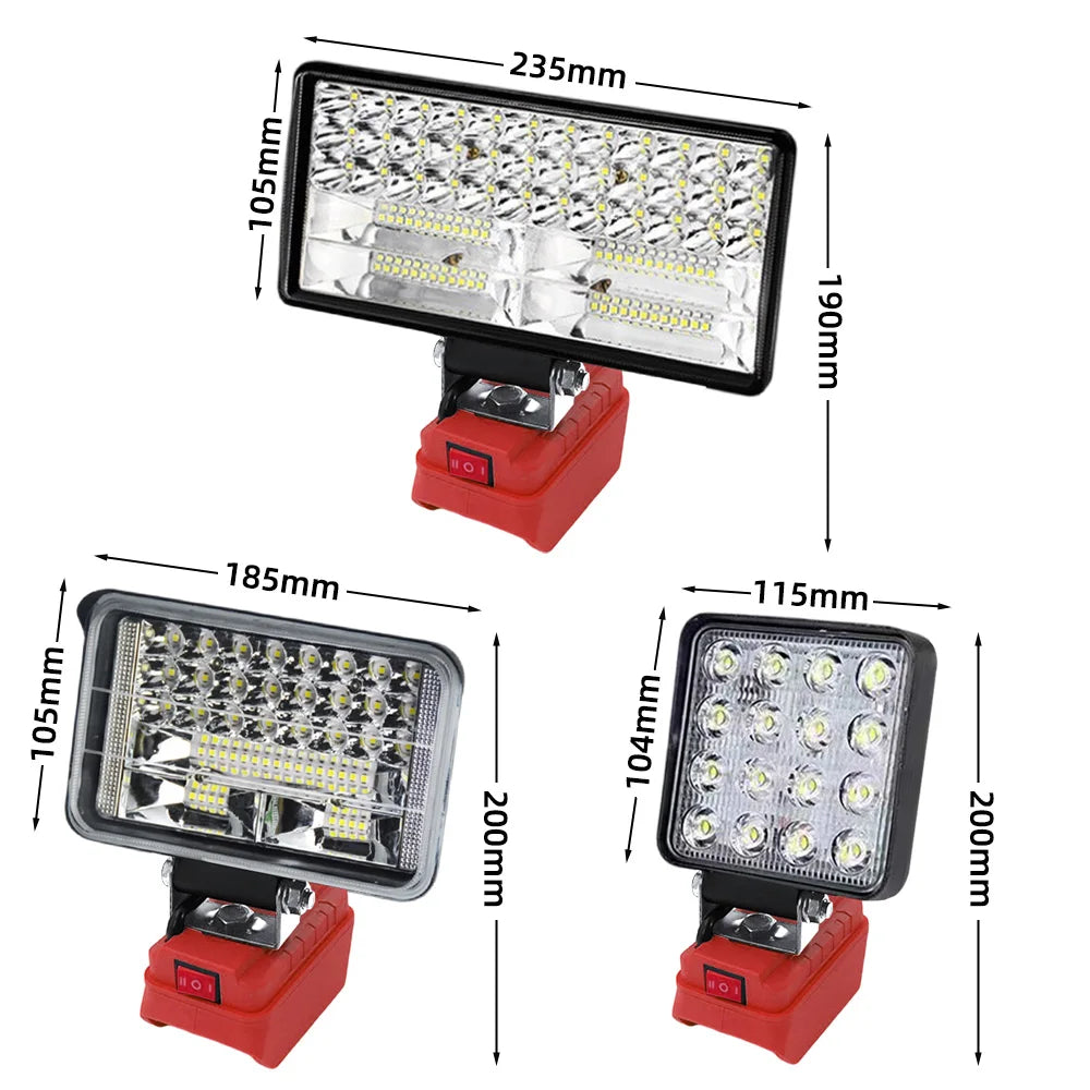 LED Work Light for Milwaukee 18V Battery – Portable Flood Lamp (4/5/8 inch)