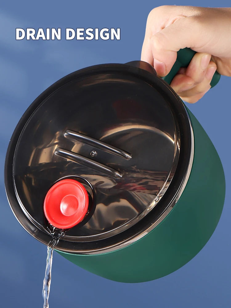 Stainless Steel Bowl with Lid – Sealed, Portable Drain Bowl for Instant Noodles