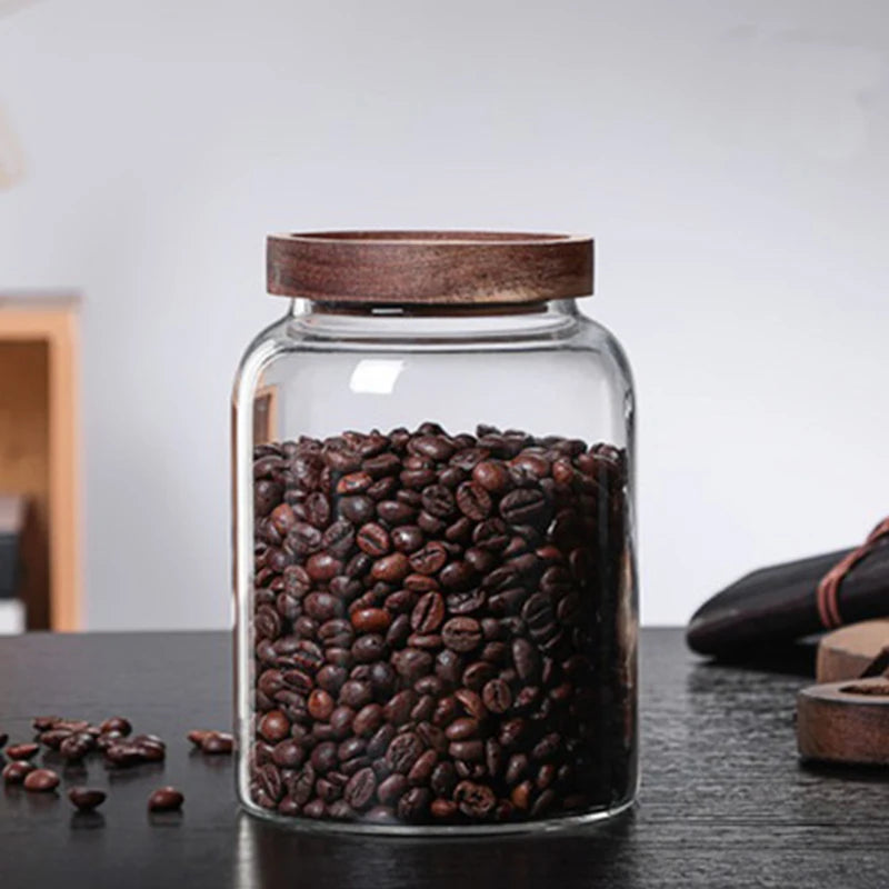 New Coffee Beans Vacuum Sealed Tank – Transparent Glass Food Storage Jar