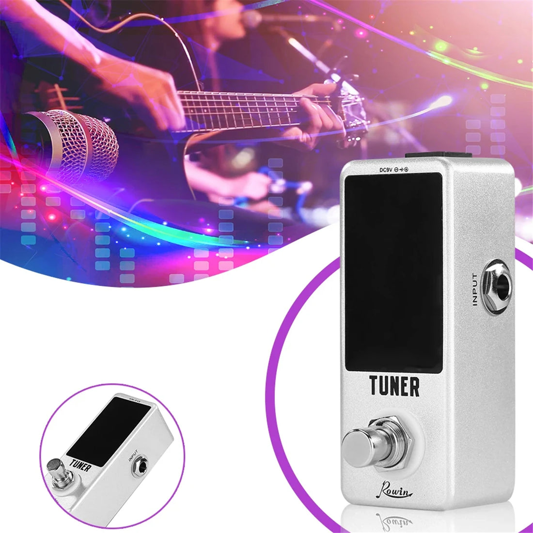 Rowin LT-910 Guitar Tuner Pedal – High Precision Chromatic Tuner for Electric Guitars
