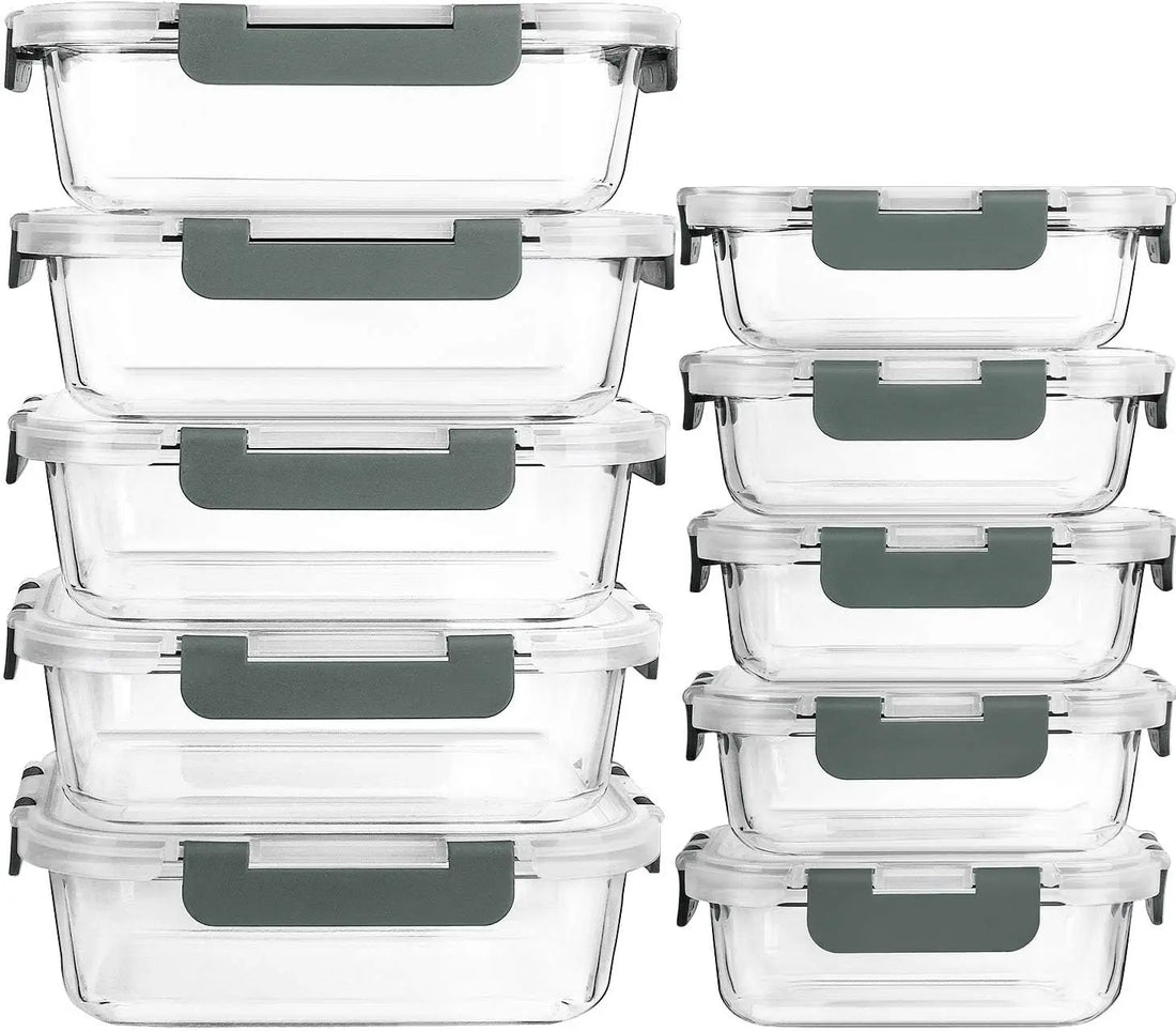 [10-Pack] Glass Meal Prep Containers with Lids – MCIRCO Food Storage Containers with Snap Locking Lids, Airtight Lunch Containers