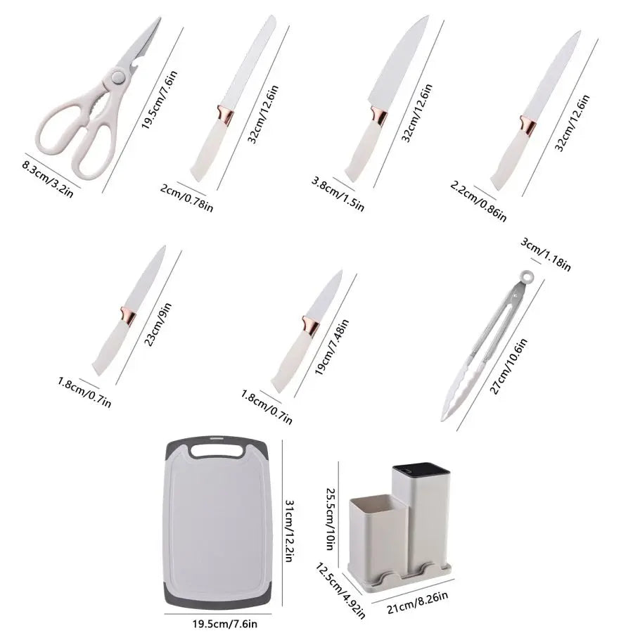 19PCS Food Grade Silicone Kitchenware Set – Cooking Spoons, Shovel, Cutting Board, Knives & More