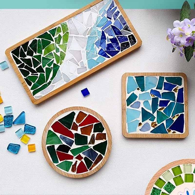 Handmade DIY Mosaic Cup Mat – Bamboo Bottom Pad for Early Education & Creative Crafting