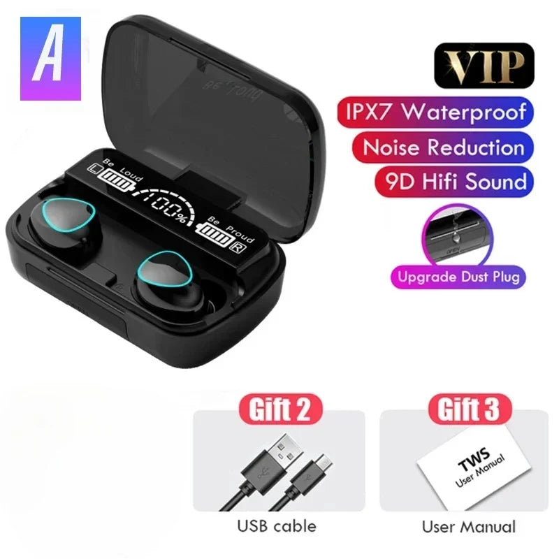 M10 Wireless Bluetooth Earbuds – LED Display, HiFi Stereo, Waterproof Gaming Headset