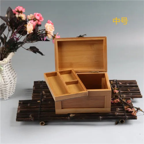 Bamboo Craft Princess Korean Jewelry Box – Wooden Jewelry Storage Box for Small Collections