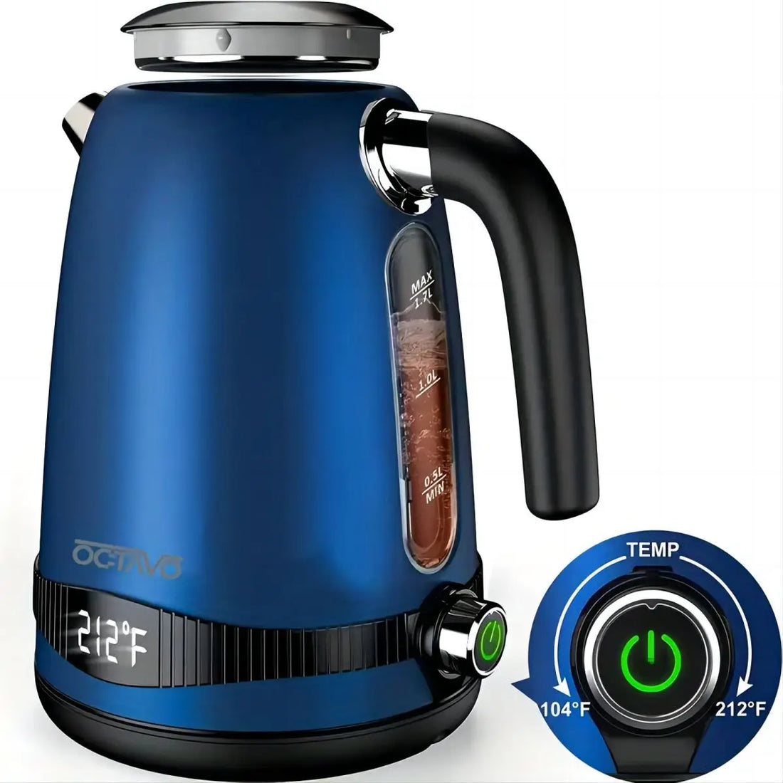 1.8QT Electric Kettle – US Plug, Temperature Control with 7 Heat Settings & LED Display (1100W)