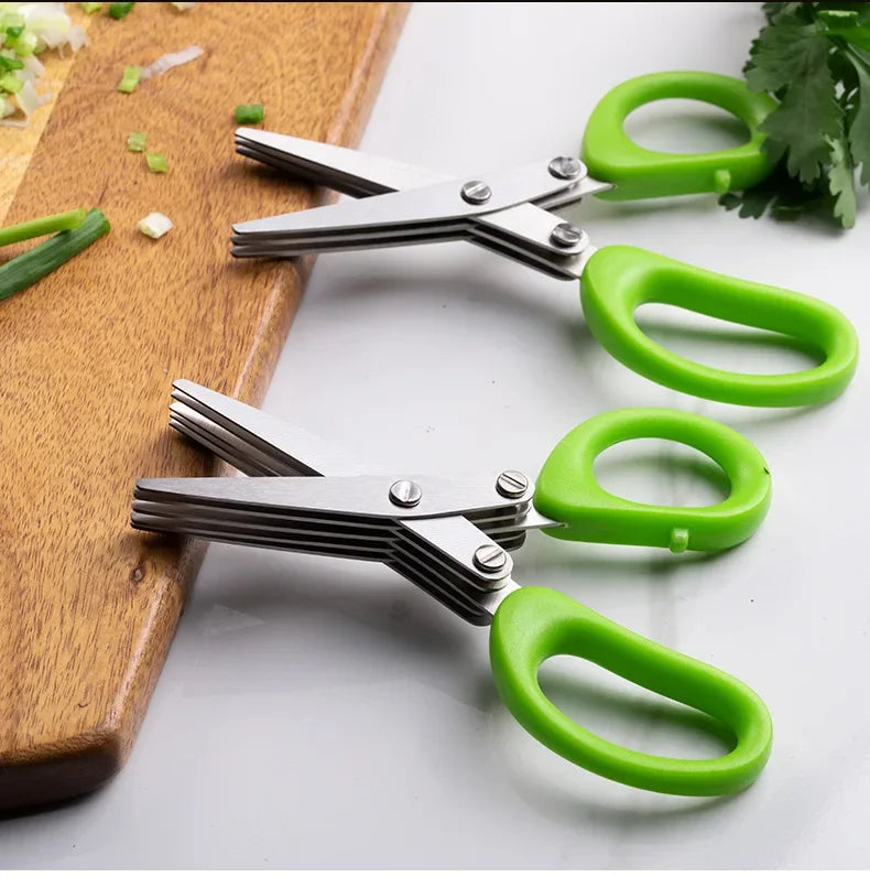 Multi-Functional Stainless Steel 3/5-Layer Kitchen Scissors – Pepper, Scallion, Laver Cutting & Chopping Cooking Tool