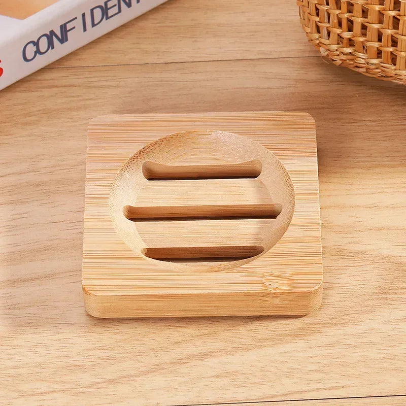 Natural Bamboo Soap Dish – Mildew-Resistant Wooden Drain Tray for Bathroom Use