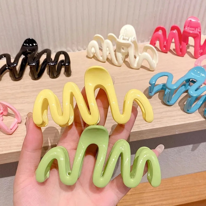 Colorful Jelly Wave Hair Claw – Korean Sweet Style Clip
