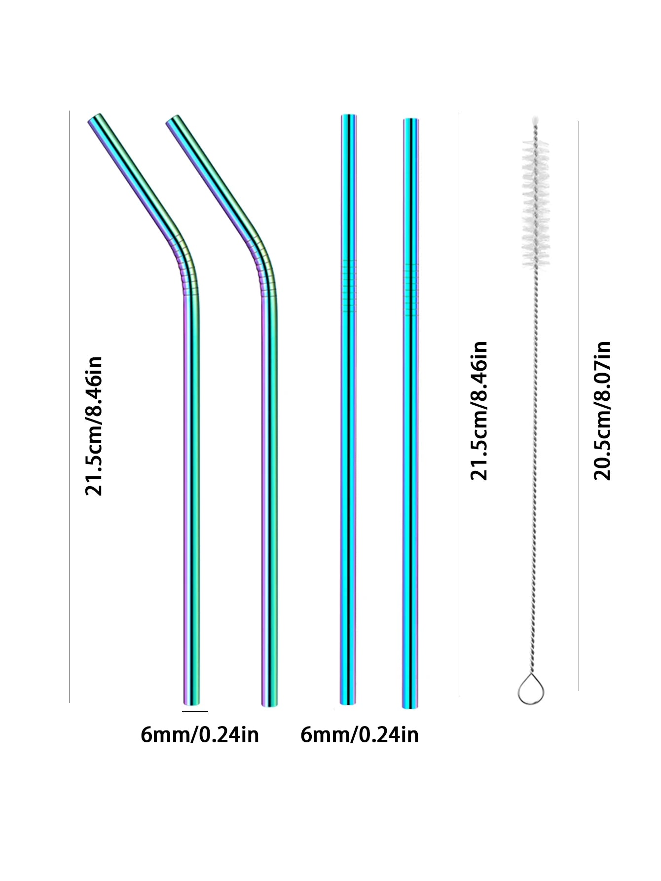 Set of 4 Stainless Steel Straws – Eco-Friendly, Reusable Drinking Straws