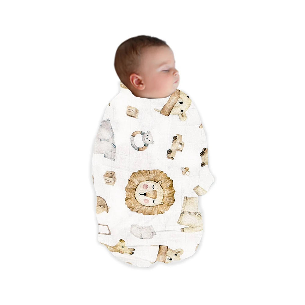 Elinfant Bamboo Cotton Muslin Swaddle Blanket – 120x110cm Baby Wrap Towel
