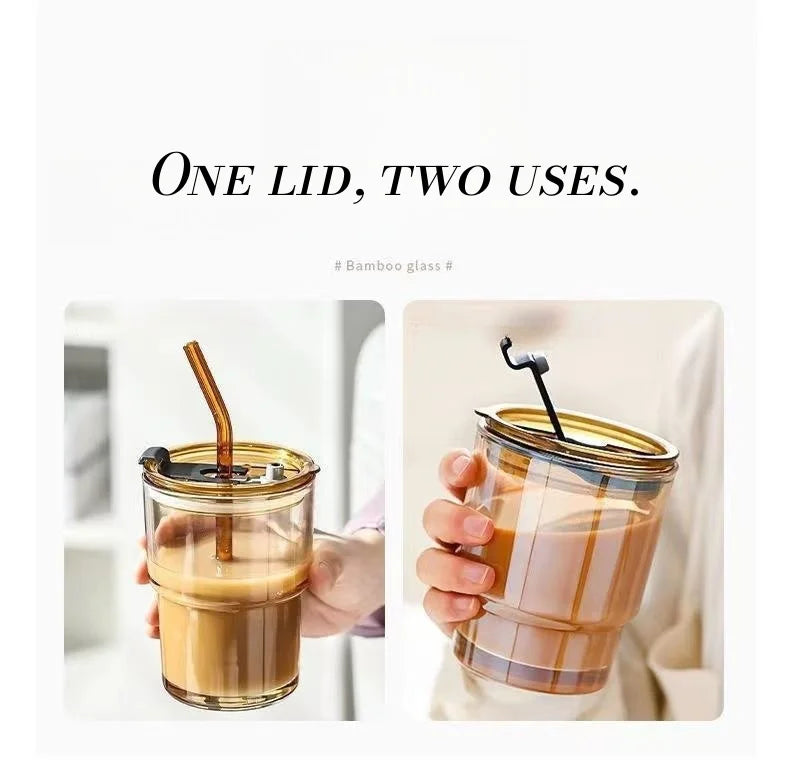 Custom Glass Cups with Lids & Straws