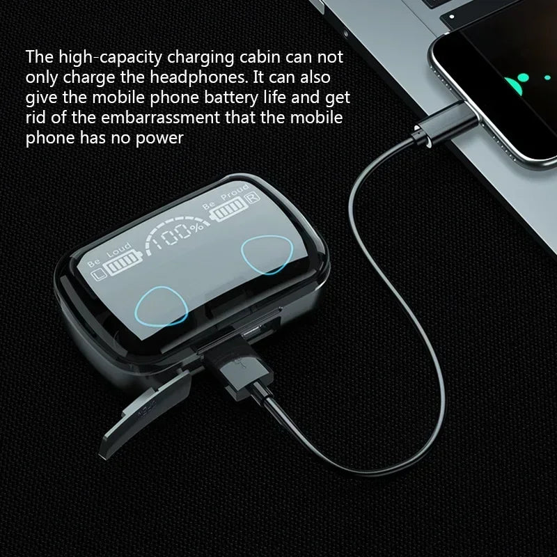 M10 Wireless Bluetooth Earbuds – LED Display, HiFi Stereo, Waterproof Gaming Headset