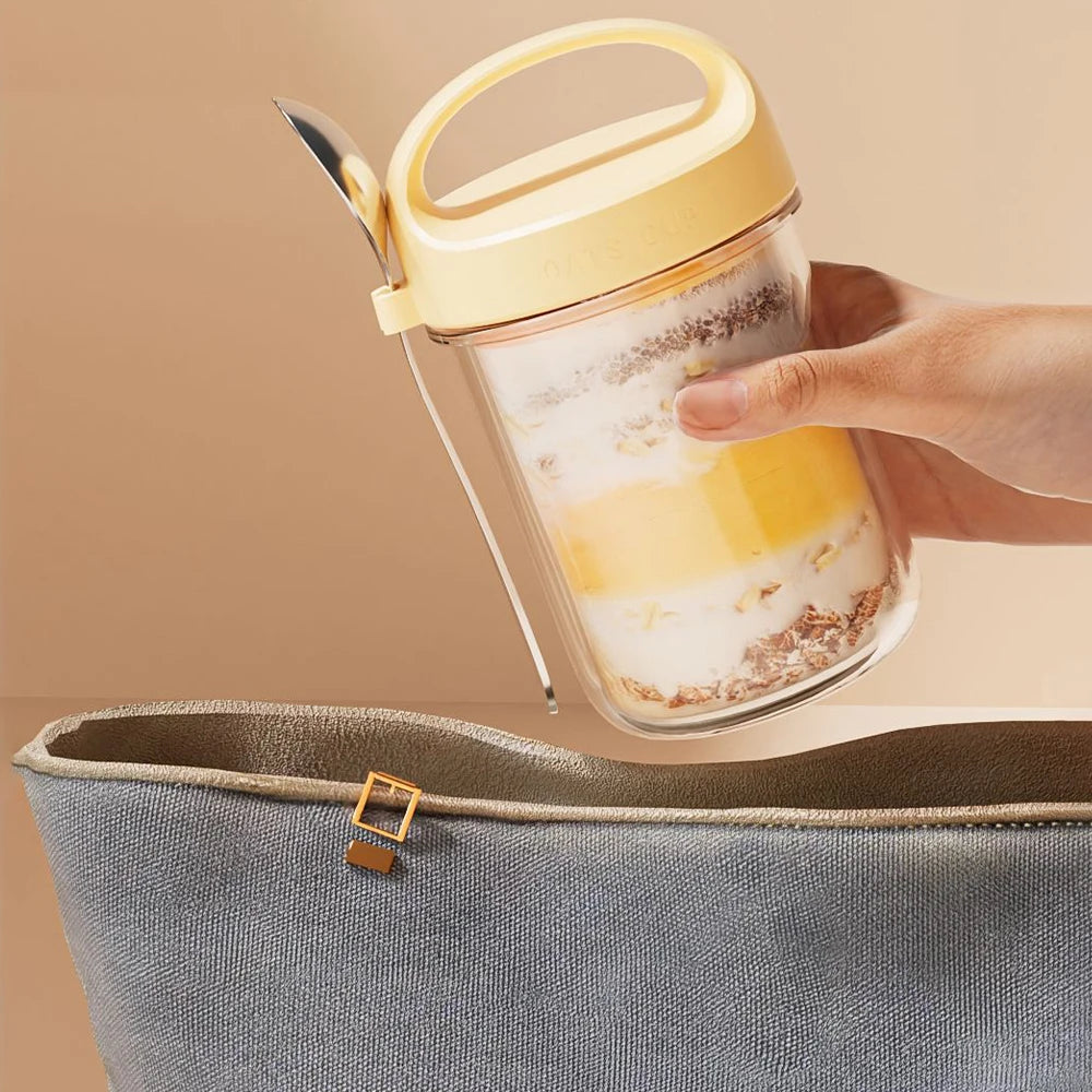 430ML New Breakfast Cup – Oatmeal, Cereal, Nut, Yogurt, and Salad Container with Lid & Spoon