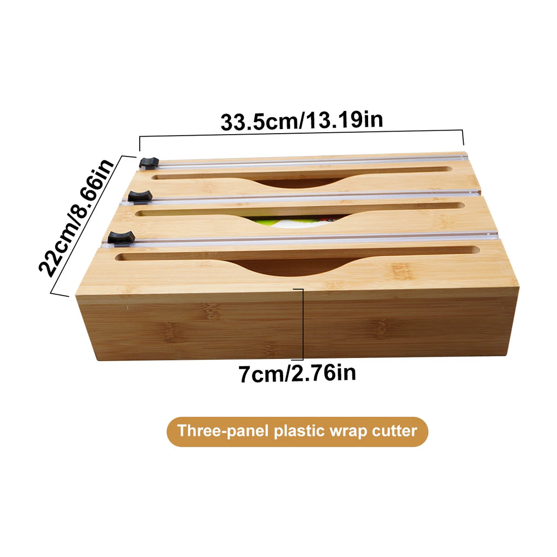 Bamboo Kitchen Wrap Dispenser with Foil & Film Cutter