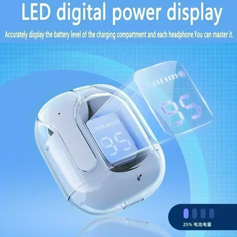 T2 TWS Transparent Wireless Earbuds – Bluetooth Headset with Digital Display & Stereo Sound