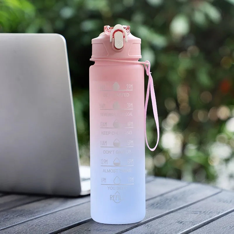700ml Rainbow Frosted Sports Water Bottle – With Straw & Gradient Design
