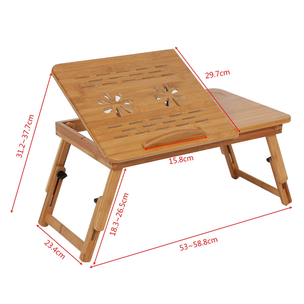 Adjustable Bamboo Bed Desk – Portable Lap Desk for Reading, Writing, and Laptop Use