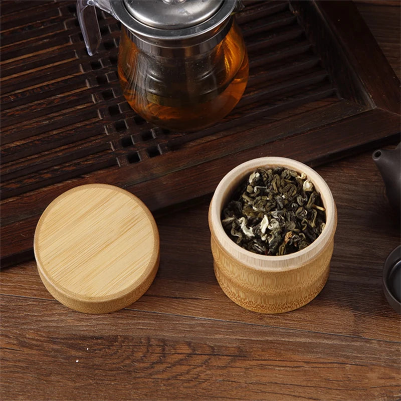 Natural Bamboo Food Storage Box – Eco-Friendly Tea, Nut, and Spice Storage Canister