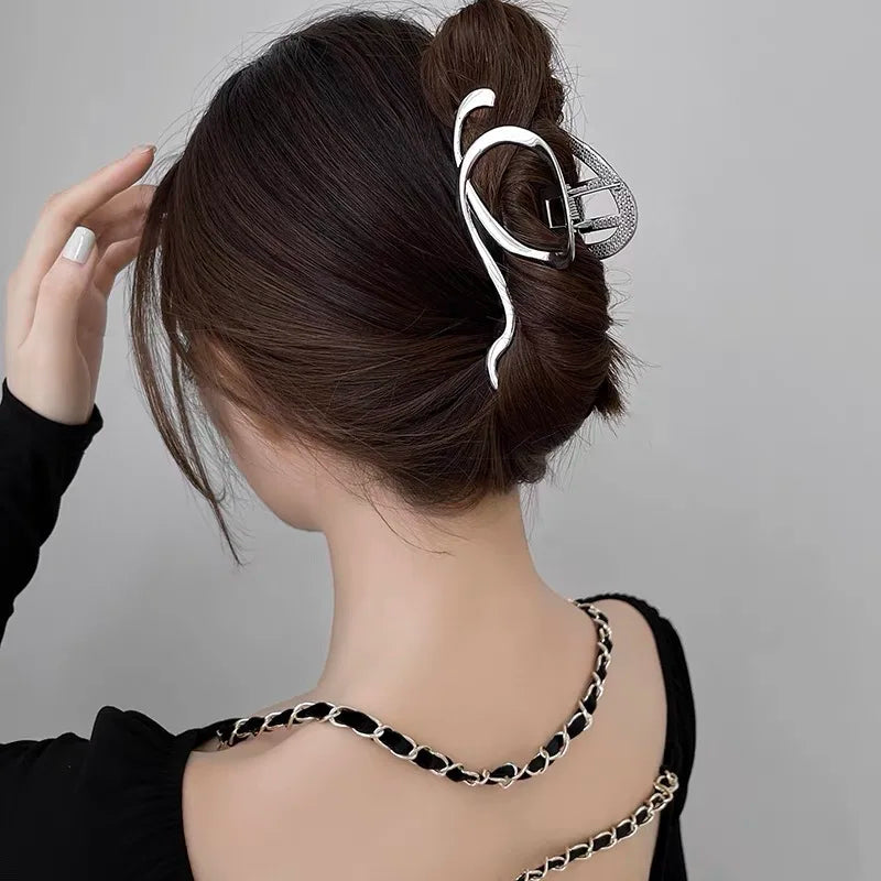 Metal Irregular Hair Claw Clips – Silver/Gold Punk Style Barrettes
