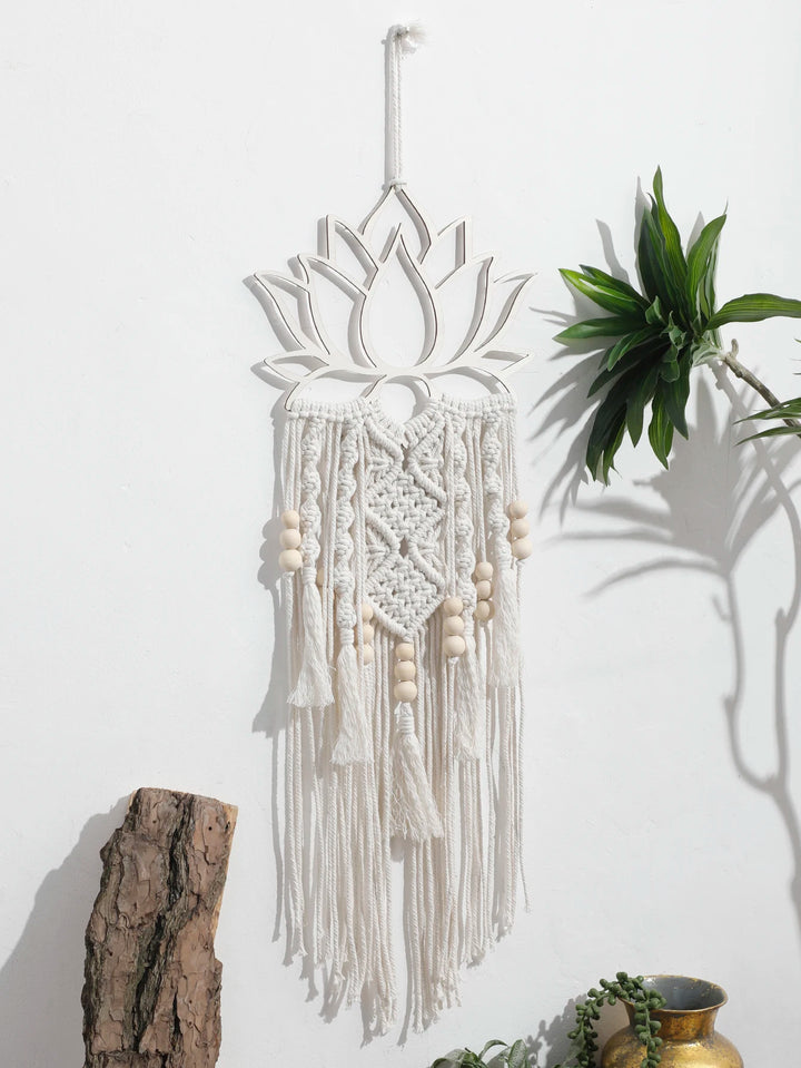 Lotus Macramé Wall Hanging – Boho Dream Catcher Ornament for Home & Bedroom Décor
