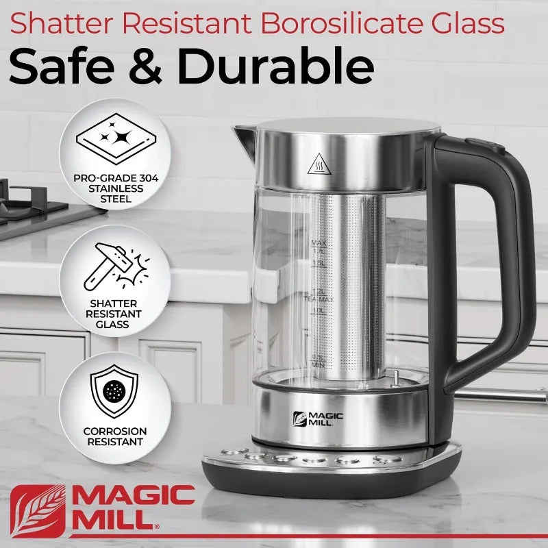 Temperature Control Electric Kettle – Keep Warm Function, Rapid Boil, Automatic Safety Shut-Off