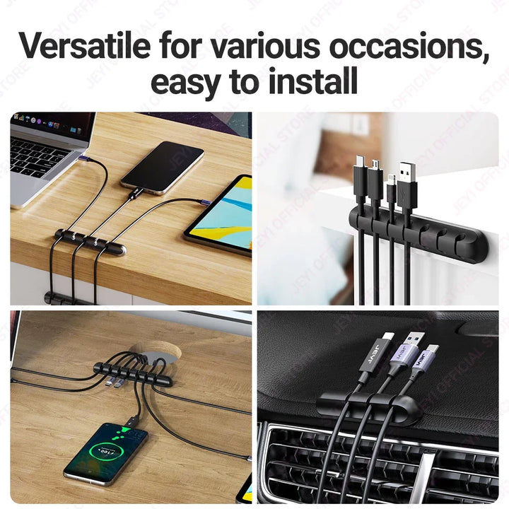 JEYI Adhesive Cable Clips – Cord Organizer for Desk, USB, Power & Charging Cables