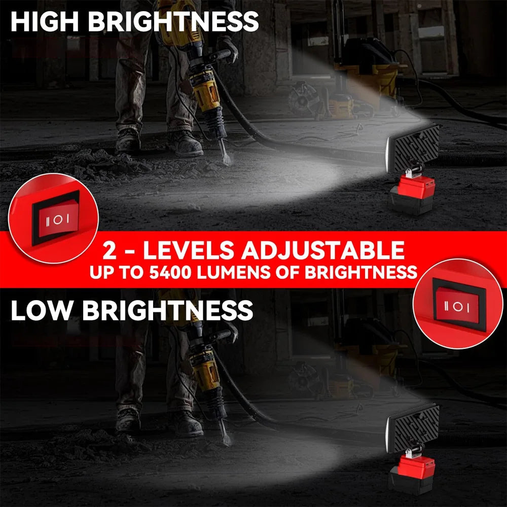 LED Work Light for Milwaukee 18V Battery – Portable Flood Lamp (4/5/8 inch)