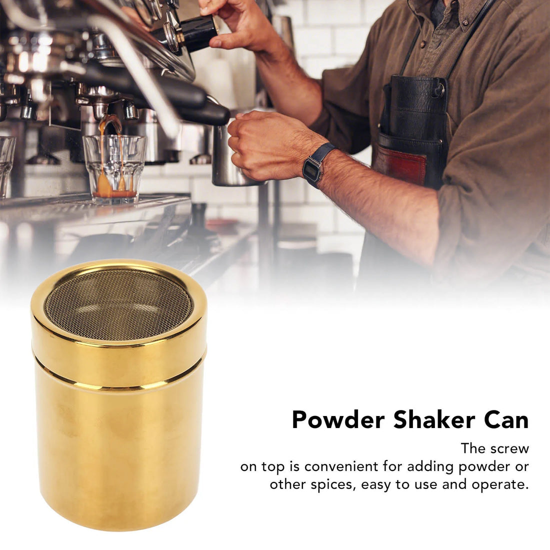 Powder Shaker – Stainless Steel Rust-Resistant Gold Fine Mesh Powder Sugar Shaker for Kitchen