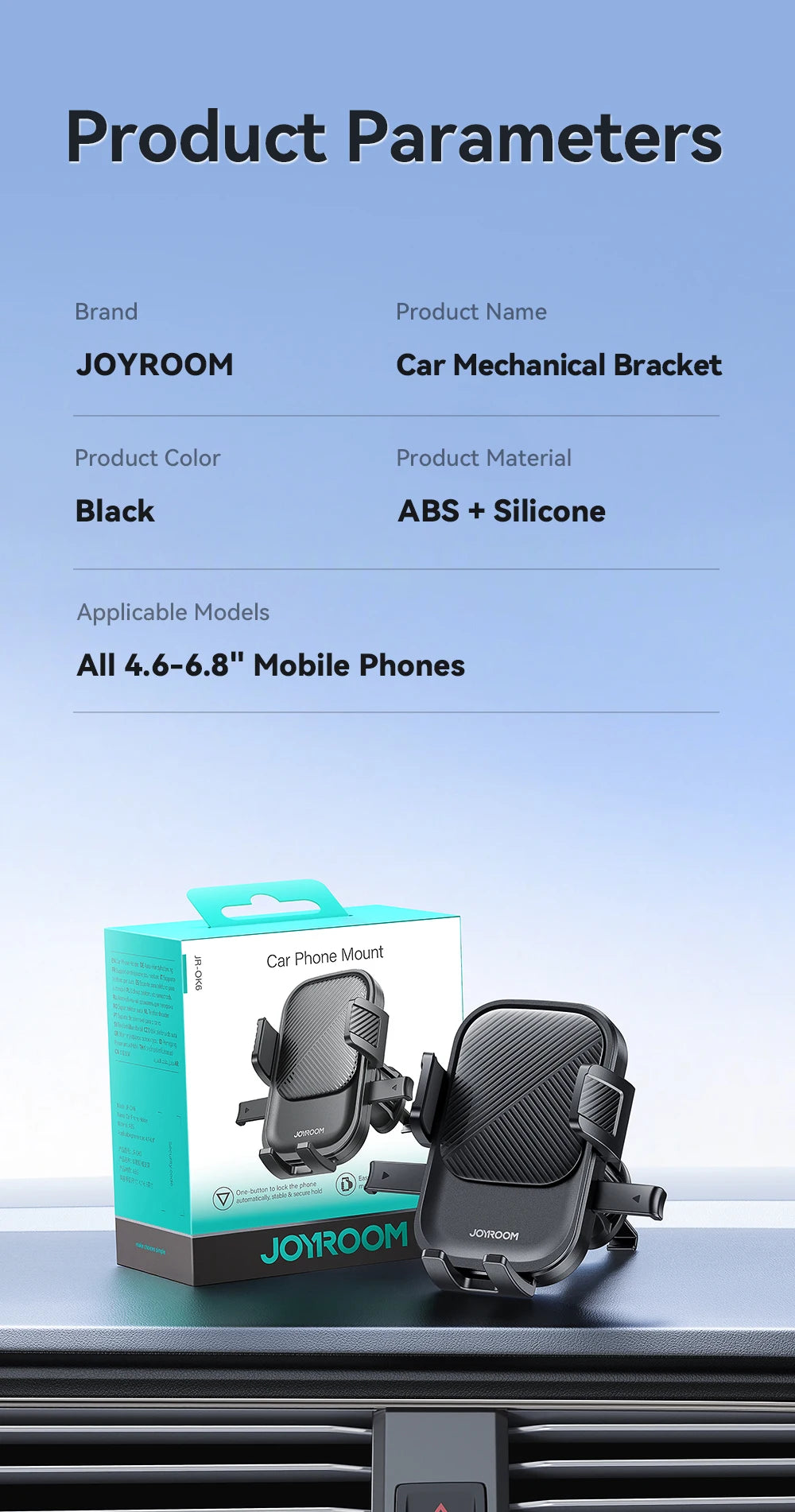 Joyroom Car Phone Holder – Air Vent Mount with 360° Rotation for iPhone, Samsung, Xiaomi, Huawei