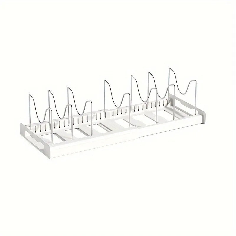 Expandable Pot & Pan Organizer Rack – Adjustable Kitchen Cabinet Storage Solution